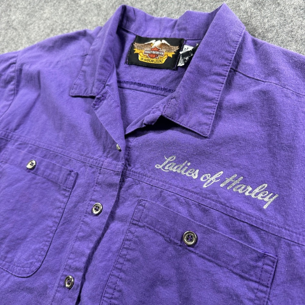Harley-Davidson Button Up Shirt Women Small Purple Ladies of Harley Biker USA - Picture 6 of 9